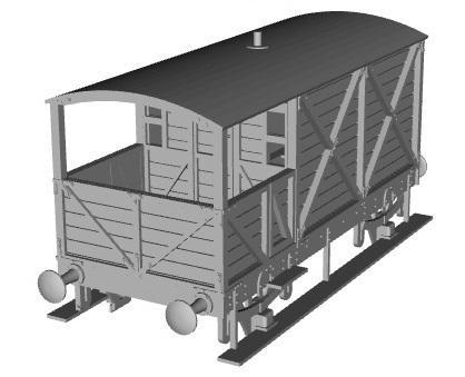 GWR 1886 brake van wooden chassis frame 1/87 scale