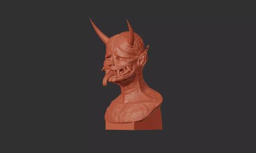 Oni Demon 3D Sculpture - High-Detail STL File for 3D Printing