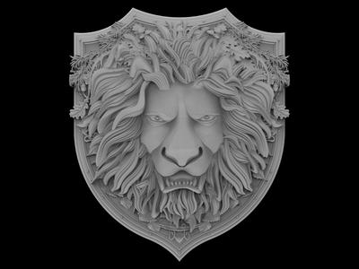 3D Model STL File for CNC Router/Laser & 3D Printer Lion Shield