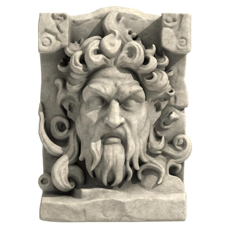 Greek God Face Bas Relief Sculpture 2