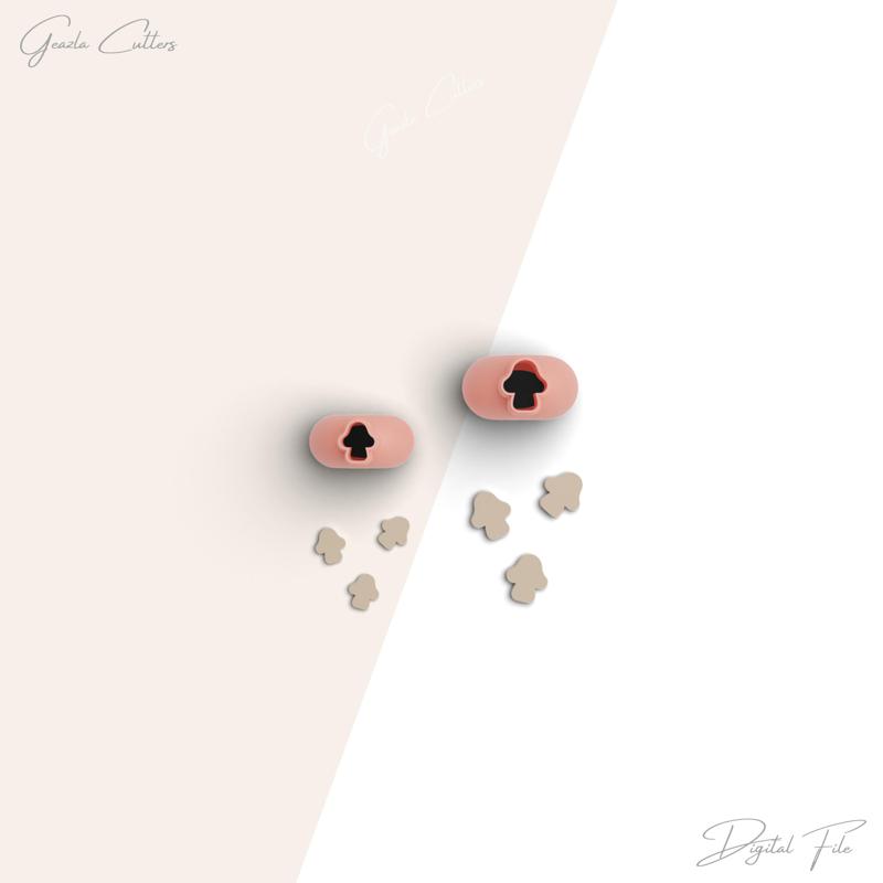 Mushroom Micro Clay Cutter, Fall Polymer Clay Cutter, Tiny Clay Cutter, 2 Sizes Included, Digital STL File, No: 4