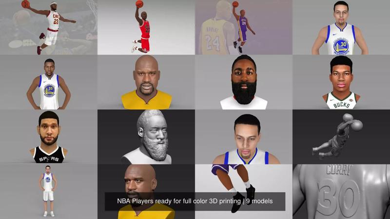 NBA Players ready for full color 3D printing 3D Model Collection