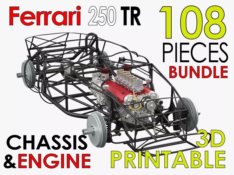 Ferrari 250 TR Chassis Frame Undercarriage - Engine Pack Bundle 3D Model Collection