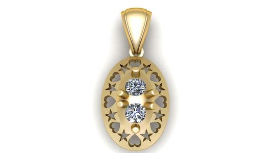 LOVE AND STAR DESIGN OVAL PENDANT 3D PRINTABLE MODEL