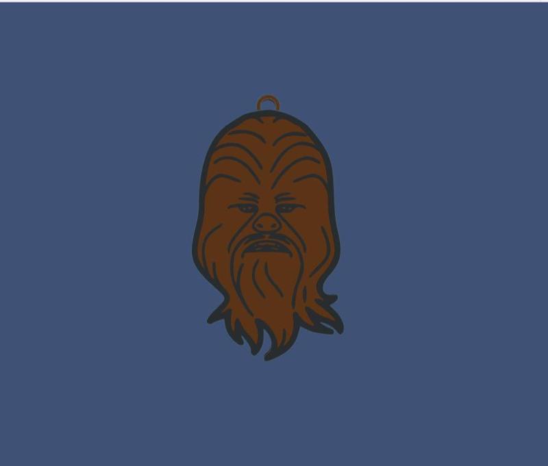 keychain chewbacca star wars 6,5x4cm 3mm