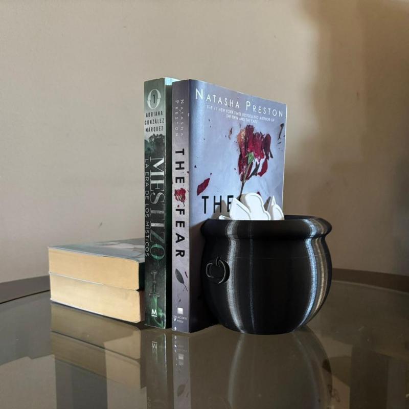 WITCH CAULDRON BOOKEND AND BOOKMARK HOLDER