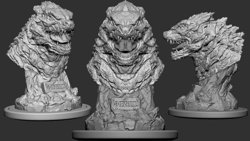 Godzila head bust