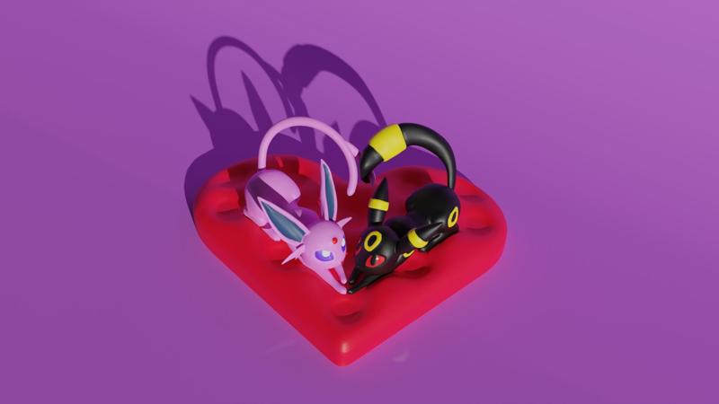 Pokemon Noctali and Mentali Valentine's Day