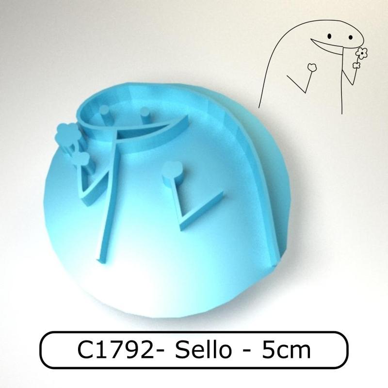 Cookie stamp / Cortante de galletitas sello - Flork holding flowers / Flork con Flores