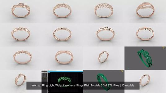 10 Models Woman Ring Womens Rings Plain Models 3DM STL Files 3D Model Collection