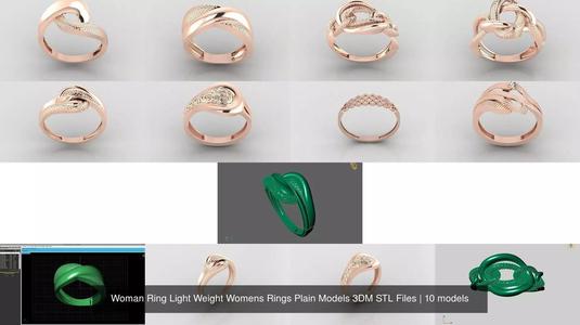 10 Models Woman Ring Womens Rings Plain Models 3DM STL Files 3D Model Collection