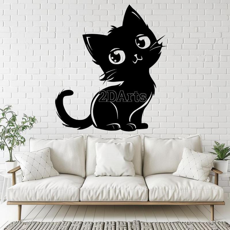 Baby Cat 2D Wall Art/Window Art - Digital STL & SVG Files for 3D Printing and Laser Cutting
