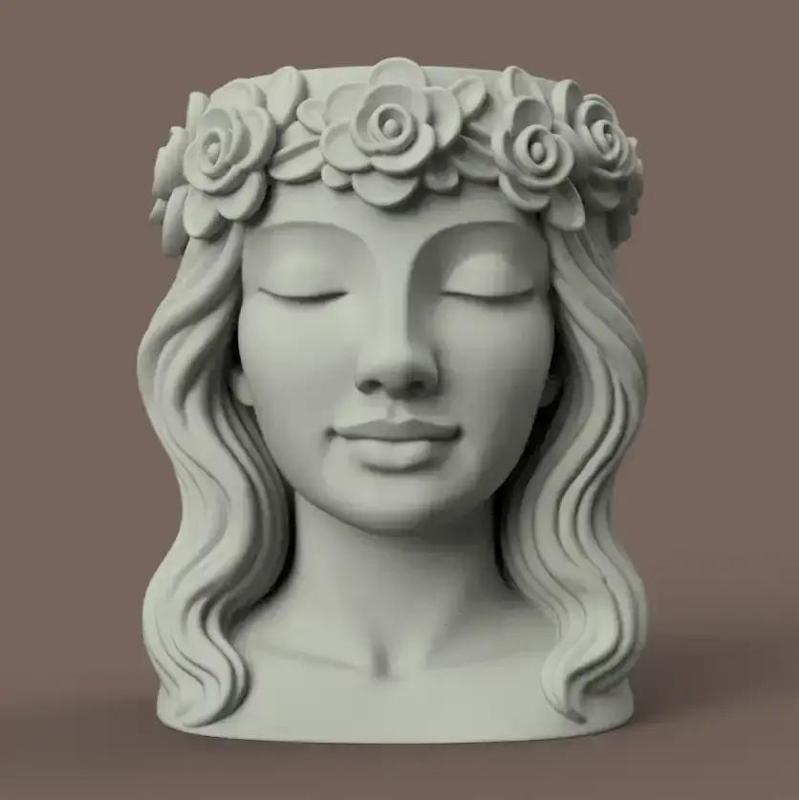 Floral Head Planter - urn - candle and candy holder