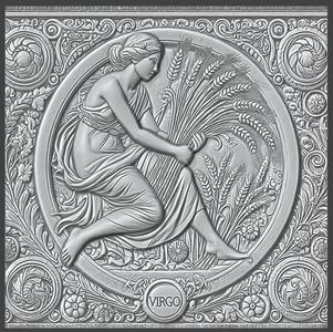 Digital Virgo Zodiac Bas-Relief 3D STL File, Bas-Relief, 3d Print, CNC Stl Model