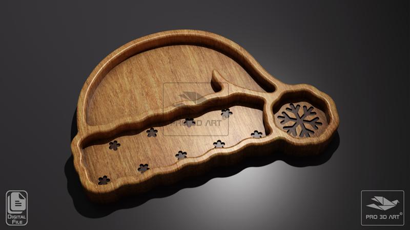 Santa Hat Tray - CNC Files for Wood (svg, dxf, eps, ai, pdf)