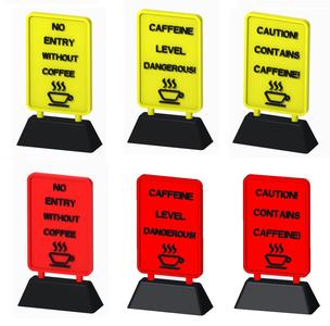 ☕ Coffee Warning Signs – 3 Funny Caffeine STL Wall Plaques | 3D Printable 2-Part Designs