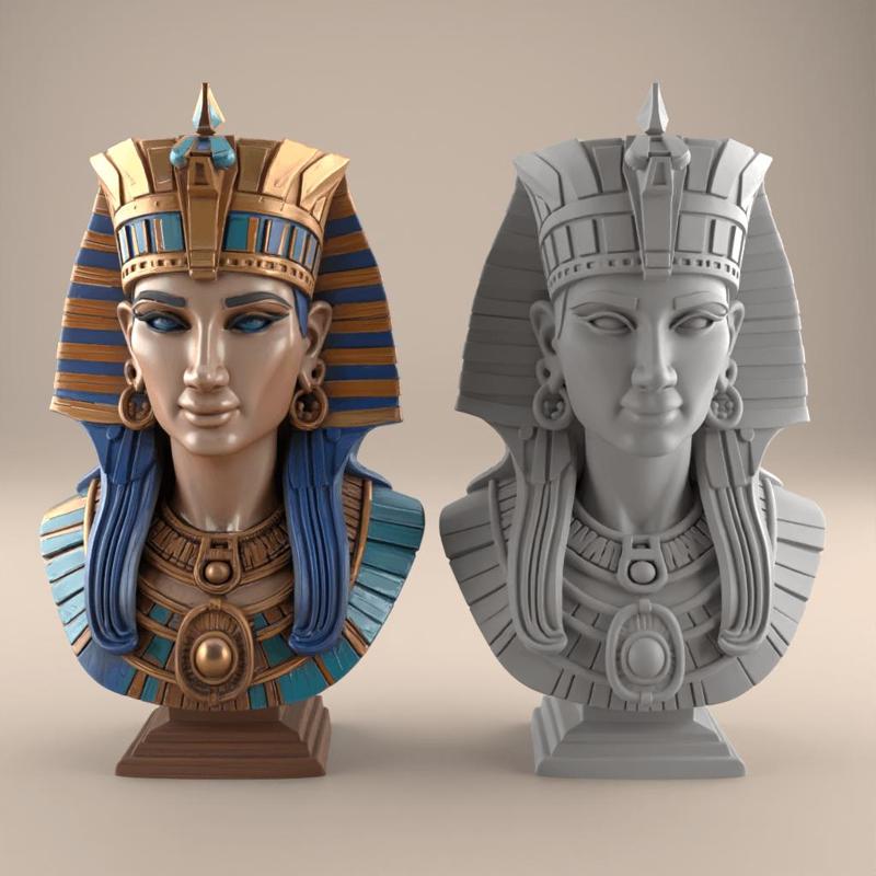 Pharaonic Egyptian Queen Bust - Unique Desk Decor STL