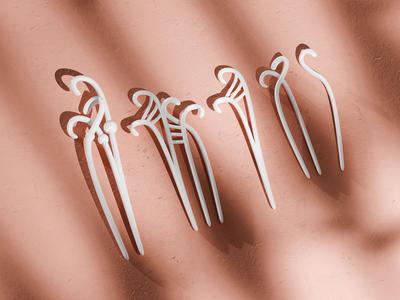 Digital Stl Hair Stick File, 3d Printer Stl Hair Combs, Hair Styling Bundle, Resin Hair Accessory, Digital Download Models