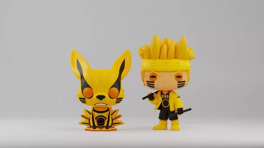 Kurama and Naruto in Kurama Chakra Mode funko pops