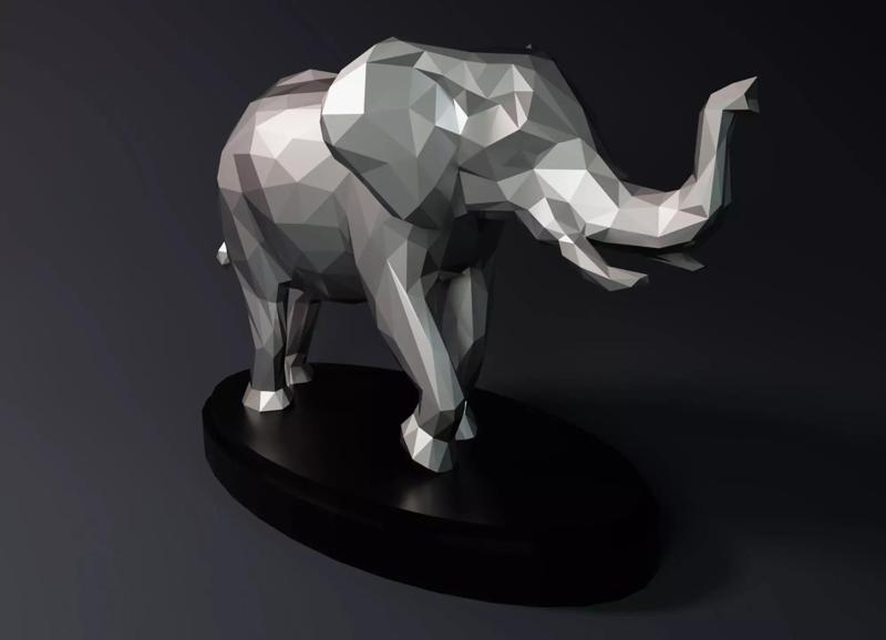 Low Poly Elephant Statue