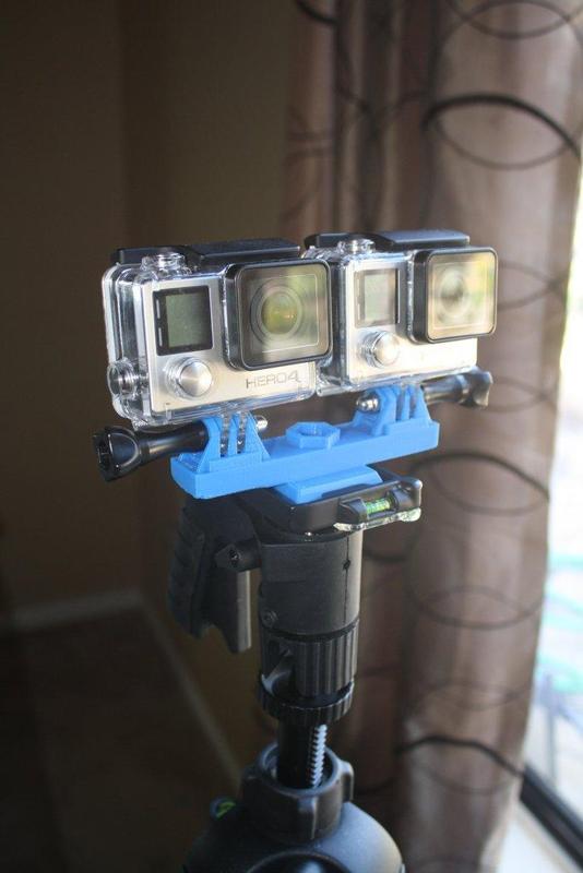 Stereo GoPro mount for Sunpak 6200 tripod