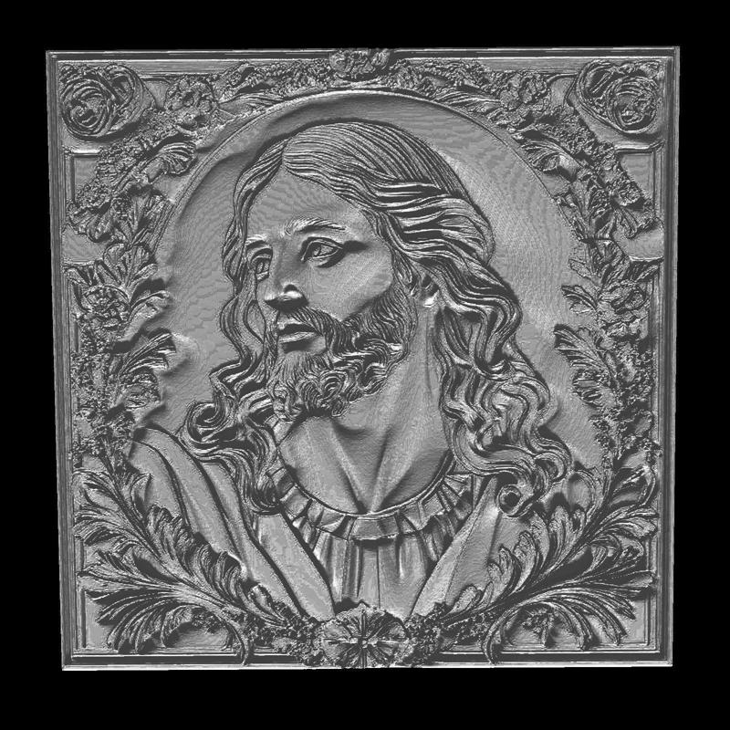 Jesus Christ Bust with Flowers and Serene Features