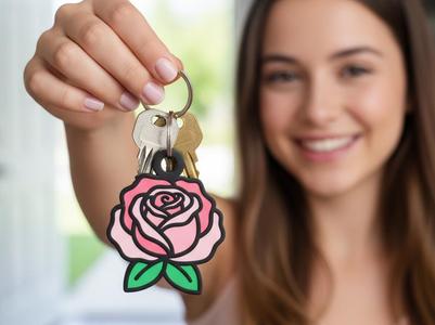 Rose bush rose keychain