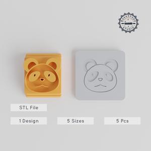 Panda Stamp Tile Collection, 5 Size Motifs 20-40mm, Ideal for Clay, Cookies & Fondant, Animal Cute Design PRODUCT_5619