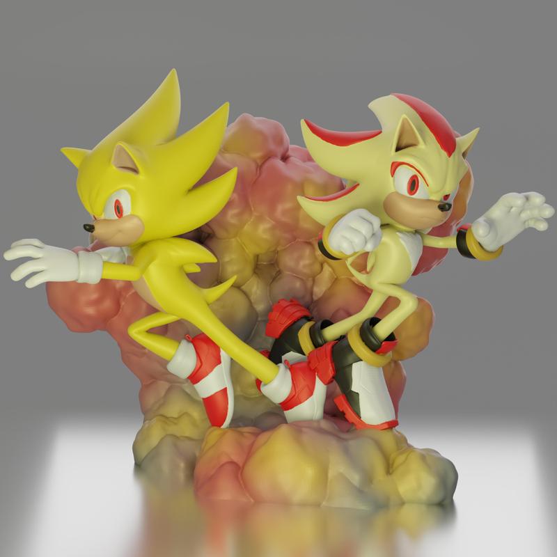 Super Sonic and Super Shadow Sonic 3 Movie Figure