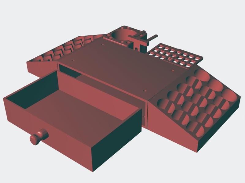 Brush and paint holder with drawer