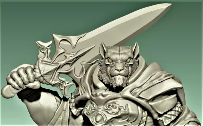 Paladin statue of man holding sword