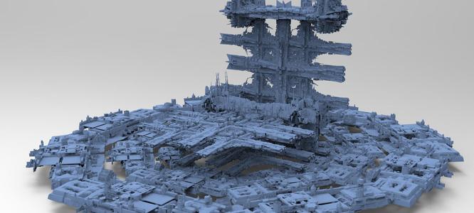 Sci-Fi City dystopia base Grid ground base 5