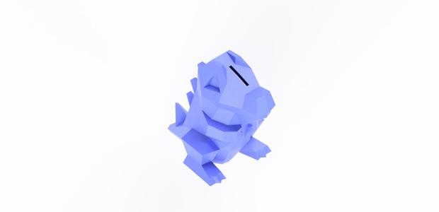 Low Poly Totodile Piggy Bank