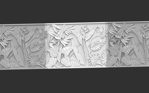 3d wall panel mold repeatable relief plants