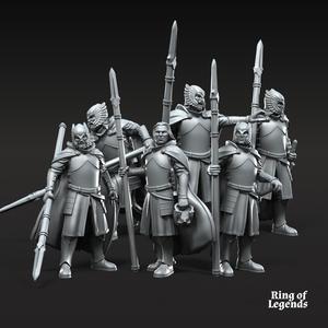 6x Grey Castle Court Guards with spears on foot | Grey Castle | Fantasy