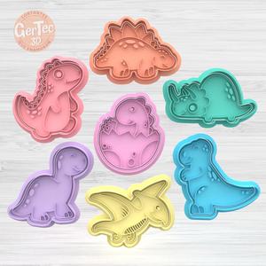 SET DINOSAURS X7 Cutter with Stamp / Cookie Cutter