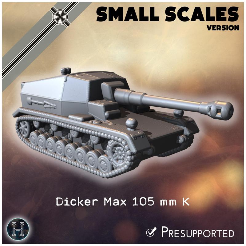 Dicker Max 105 mm K (gp.Sfl.) Pz.Sfl. IVa  (small scales version) - Germany Eastern Western Front Normandy Stalingrad Berlin Bulge WWII 4mm 6mm 10mm 12mm