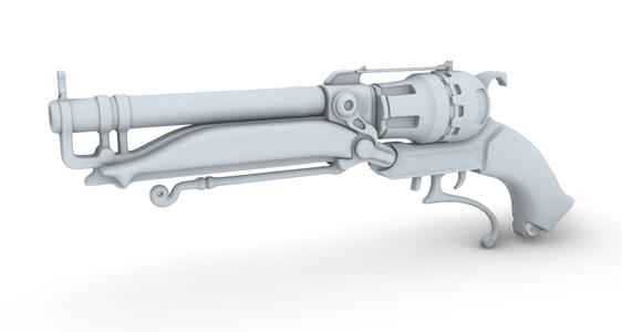 Steampunk Revolver 3D Model