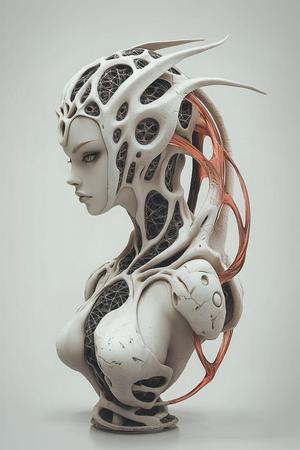Biomech Siren - Futuristic Alien Female Bust