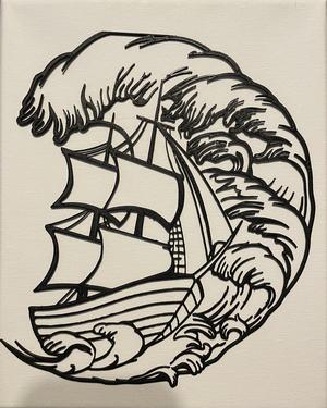 Ship On Waves Wall Decor