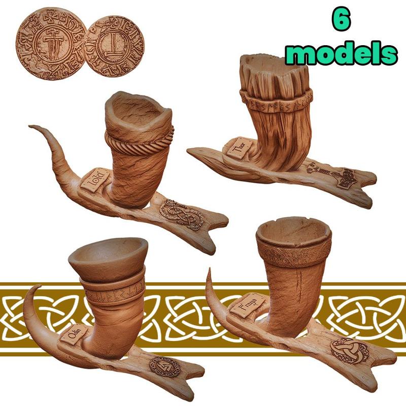 Viking Mead Horns and Coin