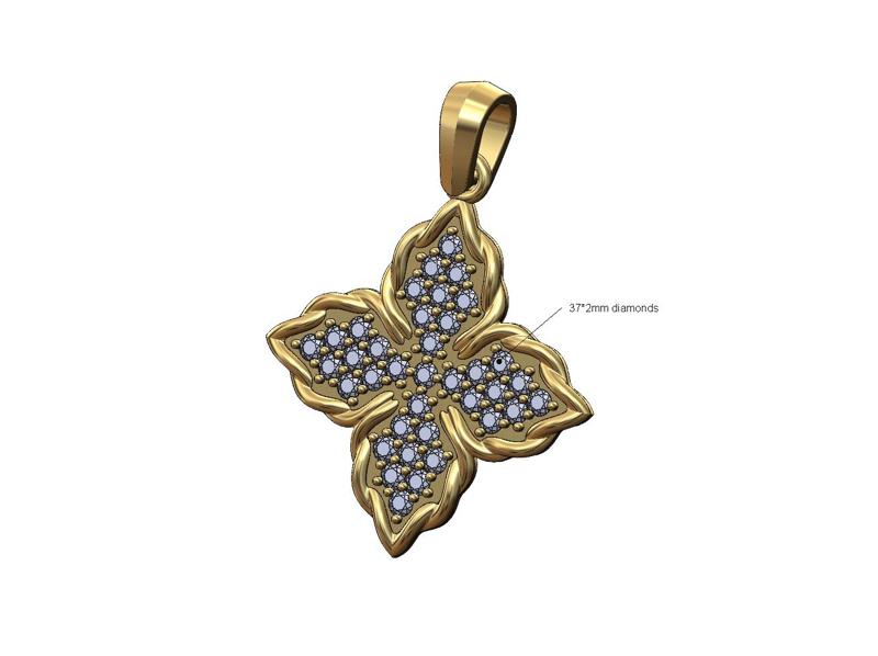 Diamond braided rope flower pendant charm 3D print model