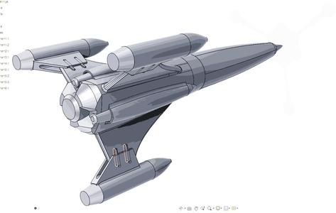 Retro spaceship model with modeled printing support