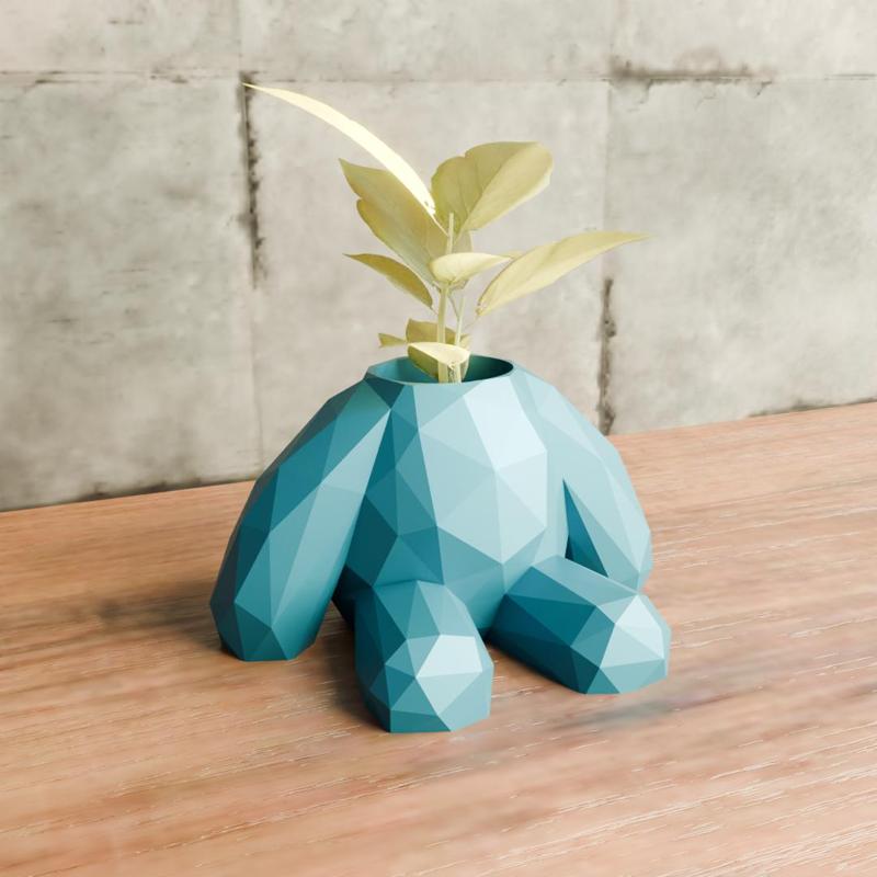 Low poly teddy bear planter pot