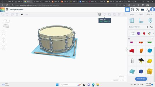 Drum and drumsticks (not guaranteed to work)