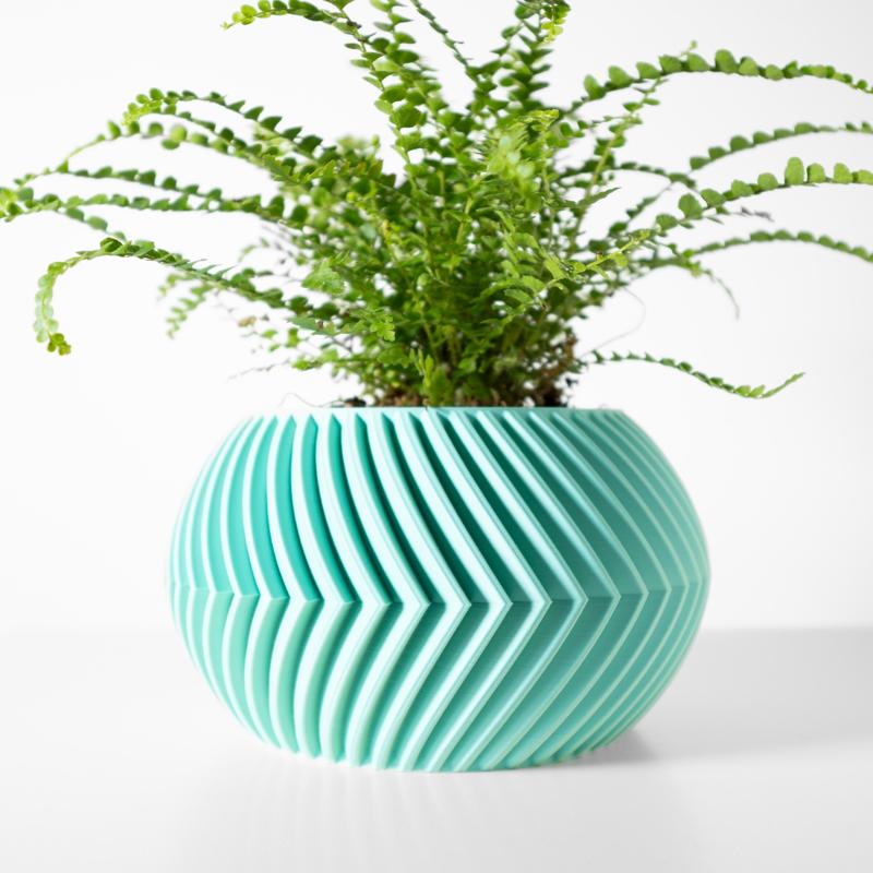 The Soko Planter Pot with Drainage Tray & Stand: Modern and Unique Home Decor for Plants and Succulents  | STL File
