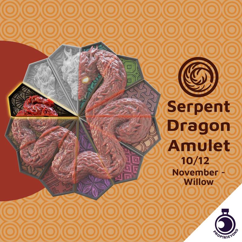 Serpent Dragon Amulet - Shimotsuki - Willow Shard - November