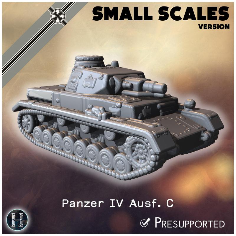 Panzer IV Ausf. C (small scales version) - Germany Eastern Western Front Normandy Stalingrad Berlin Bulge WWII 4mm 6mm 10mm 12mm