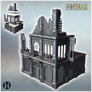 Partially destroyed gothic structure with columns and arches revealing intricate details (14) - Medieval Gothic Feudal Old Archaic Saga 28mm 15mm RPG
