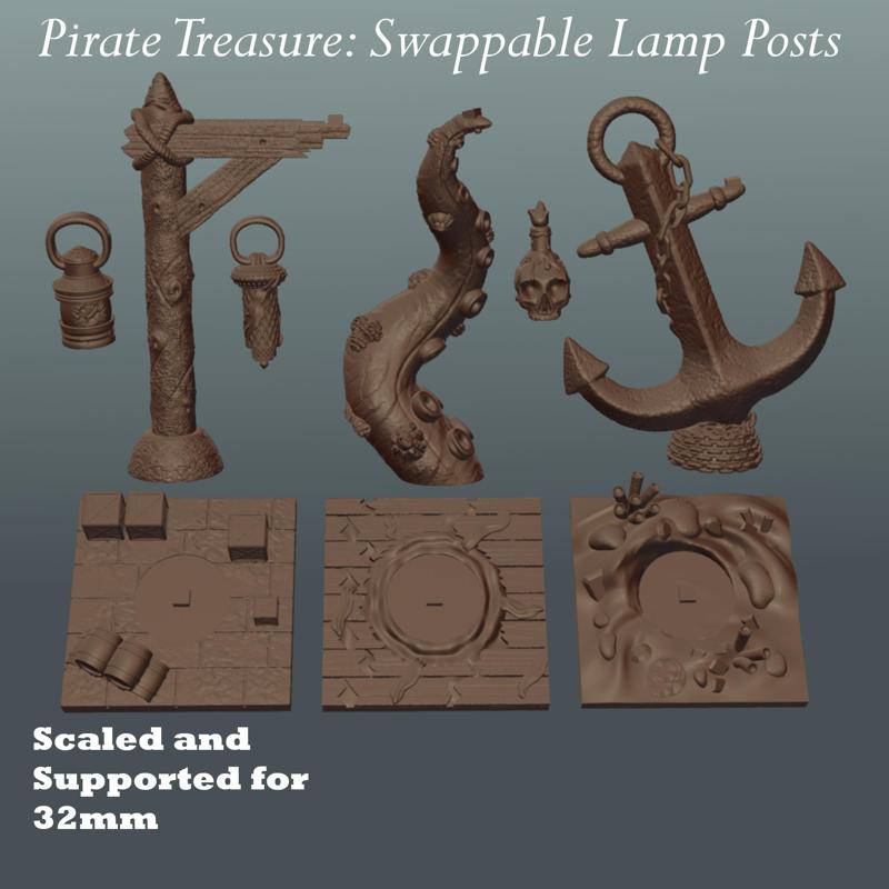 Modular Nautical Lamp Posts: Swappable Lanterns and Bases for RPGs & Wargames